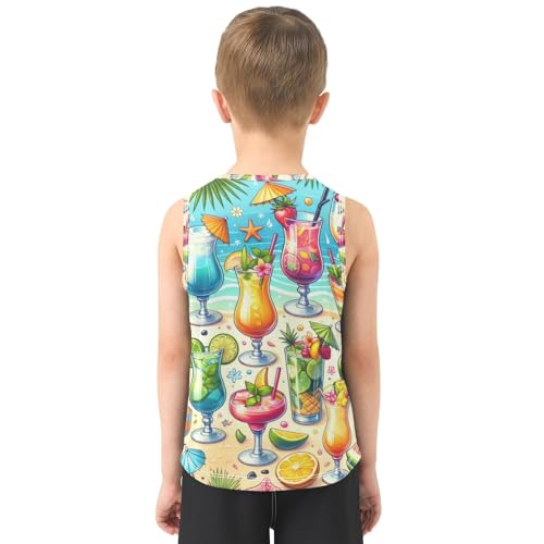 susiyo Summer Cocktail Pattern Boys Sleeveless Tank Top Girls Athletic T Shirt3