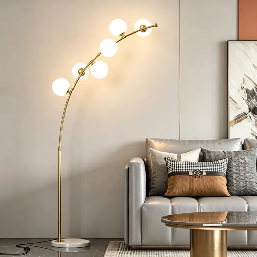 Lámpara de pie de arco regulable ideal para iluminar y decorar tu salón de lectura