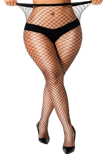 lmotpe Plus Size Fishnets Black Tights Womens Stockings Pantyhose High Waist Fishnet Stockings for Women