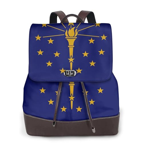 Sac à dos ordinateur portable Indiana en cuir noir pour la randonnée et la ville