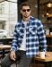 MAGNIVIT Mens Flannel Shirt Long Sleeve Plaid Shirt Cotton Button Up Lightweight Shirt Jacket with 2 Pockets Blue White XL