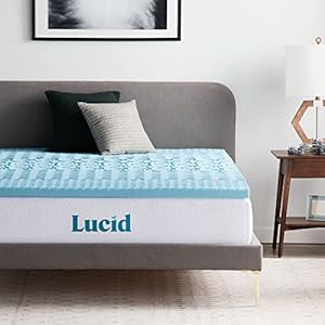Lucid 2 Inch Mattress Topper Queen – Memory Foam Mattress Topper Queen – 5 Zone Gel Infusion – CertiPur Certified Foam
