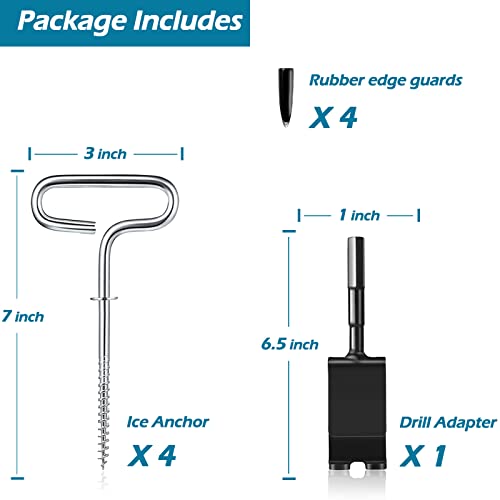 Ice Anchor Denniescare Ice Fishing Shelter Ice Fishing Tent Accessories Ice Anchors Ice Augers Shanty Ice Stakes 5 Pieces Kit #TOP3