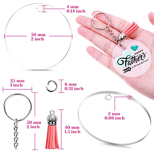 Audab 120pcs Acrylic Keychain Blanks for Vinyl Kit Including 30pcs Clear Acrylic Blanks, 30pcs Keychain Tassels, 30pcs Key Rings and 30pcs Jump Rings for DIY Key Chain Vinyl Crafting4