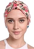 YI HENG MEI Women's Elegant Floral Pleated Indian Turban Hat Chemo Cancer Cap Sleep Cap