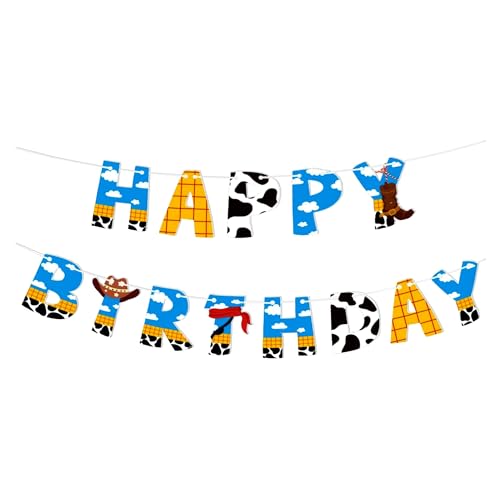 Image of Toy‑Inspired inchHappy Birthday inch Game Story Banner - Cute Cartoon‑Theme Party Decoration Supplies for Kids & Adults