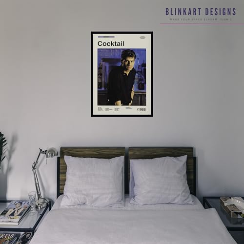 Image of BLINKART Cocktail Vintage Movie Poster Frame 8x12 Inch | Premium 300 GSM Paper Wall Print | Mid Century Vintage Film Artwork for Home, Bedroom, Living Room, Office | Framed Photo Decor