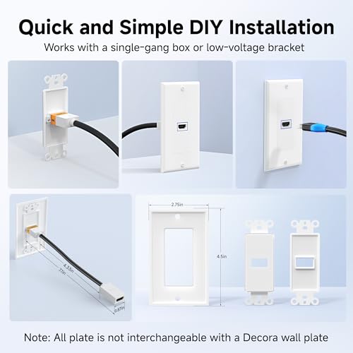 Placa de pared Cable Matters de 2 puertos en color blanco para cables y conectores 6