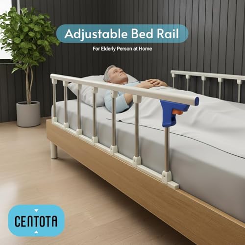 Image of Adjustable Bed Rail for Elderly Person at Home - Heavy Duty Hospital Bed Guard with 6 Steel Bars | Collapsible Safety Rail | No Drilling Required | Soft Closure | One Side Only | 55.5x14 Inch