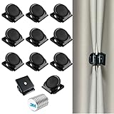 Kenqulio 10 Pcs Plus Size Metal Magnetic Curtain Clips - Outdoor Curtain Magnets Closure for Indoor/Outdoor Use - Patio, Mosquito Net, Cabana & Gazebo (Black)