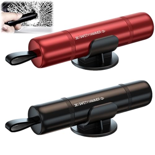 NABIC 2 Piezas Martillo de Seguridad para Coche, 2 en 1 RompeCristales,Cristales Coche y Cortador, Martillo de Seguridad para Coche,Herramienta de Escape de Coche,para Automóvil, Autobús,Camión etc