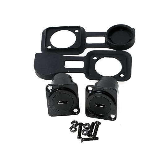 Adaptador Panel USB Tipo C D-Type Pasante 2Pzas Negro