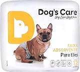 DOG’S CARE Fralda Descartável Para Cães Machos - Fralda Absorvente Para Cachorros Idosos e Filhotes - Tamanho P - Cintura de 22 a 33cm - 12 Unidades