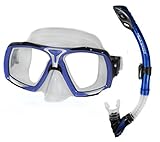Aqua Speed Schnorchel Set - Für Erwachsene - Tauchermaske + Schnorchel - Schnorchel Mit EASY-ADJUST System - Für Pool Und Meer - #AsElea Rio, Blau, 11