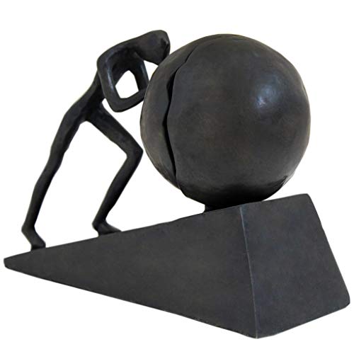 image for Amperer Man with Sphere Iron Statue Metal Sculpture Sportsman Art Meta