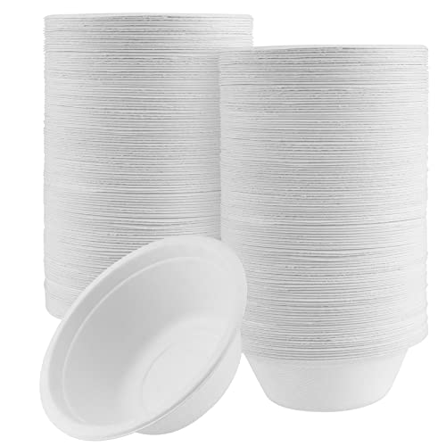 PINGEUI 200 Pack 12 OZ (350 ml) Eco-Friendly Sugarcane Bowls, Round Extra Strength Bowls for Parties BBQ, Picnic