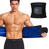 FUXERT Waist Trimmer Belt for Men & Women Waist Trainer Sweat Band for Stomach Weight Loss Workouts(SOBK M) Solid Black