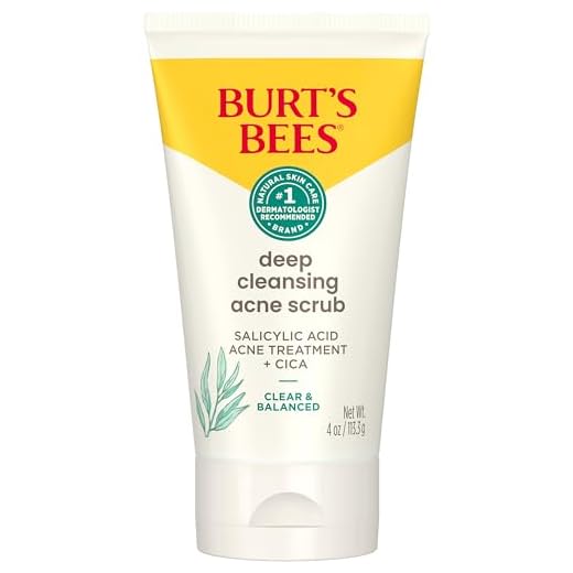 Burt's Bees Natural Acne Solutions Pore Refining Cleansing Scrub, Exfoliating Face Wash for Oily Skin, 4 Oz (Package May Vary)