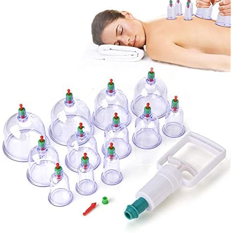 Vacuum Cupping Therapy, Cupping Therapy Sets, Chinese Medicine Pistol Equipment with Plastic Suction Cups to Relieve Fatigue 12 Pieces Pain Relief Massage Cover