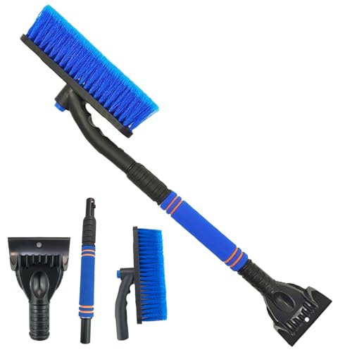 STFYUG 2 In 1 Schneebesen Auto, Eiskratzer Auto mit Besen, Eiskratzer mit Besen, Auto Schneebesen, Besen Auto Schnee, Schneebesen Auto Lackschonend für SUV, LKW, Fahrzeugwindschutzscheibe(B2)
