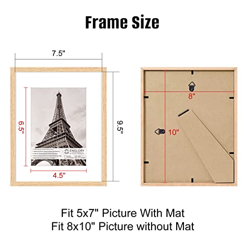 Englory 8X10 Picture Frame Set Of 4, Display 5X7 With Mat Or 8X10 Without Mat, Photo Frames For Wall Mounting Or Table Top Display, Wood #TOP2