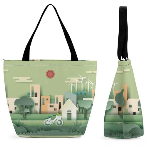 Sac de shopping paysage urbain femme volumineux et léger