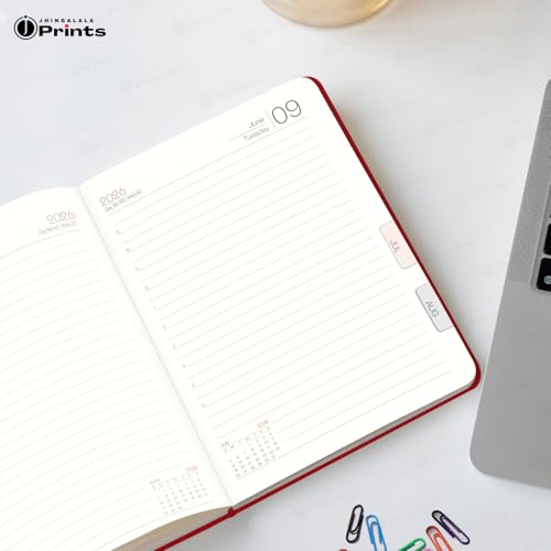 Image of Jhingalala Diaries - Hard Bound Leather Cover 2026 Diary with 365 Dates I Daily Planner Diary 2026 With Calendar | Size A5 15x21 cms (Red)