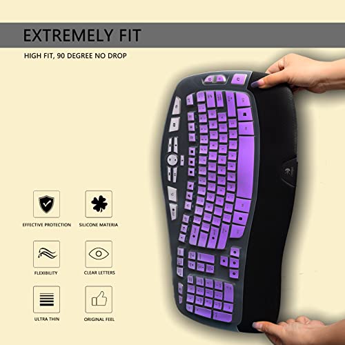 Keyboard Cover For Logitech K350 Mk550 Mk570 Wireless Wave Keyboard,Waterproof Silicone Keyboard Protector Skin For Logitech K350 Mk550 Mk570 Keyboard Protective Accessories(Gradient Purple) #TOP3