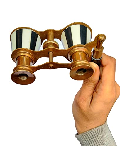 Sifaat World 2.5 Inches Opera Glasses Binoculars For Adults With Handle- Captain's Mother Of Pearl Solid Brass Opera Glasses Binoculars-Pocket Size Handel Binoculars For Kids, Bird Watching, Hunting #TOP4