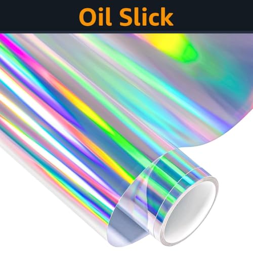 RDW Watch for Motorcycles Premium Sticker Decal Oil Slick Rainbow Holographic Metallic Bike Motorcycle Safety - Oil Slick - 2\" W x 0.8\" H