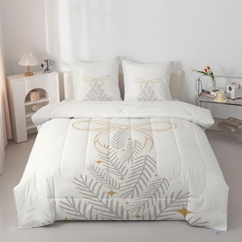 buyluhn Edredón individual sin funda de edredón reversible para todas las estaciones, tamaño individual 7.5tog, edredón Holly lavable a máquina para cama, verano e invierno, ligero, 2 fundas de