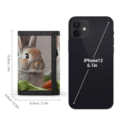 Rabbit Is Eating Vegetables Trifold Wallet, Card Cases And Money Oganizer Thin Stylish Mini Coin Bag with Zipper Coin Pocket Credit for Men And Women2