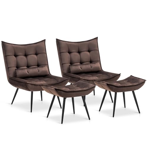 Sillón plegable de terciopelo color marrón miniatura 1