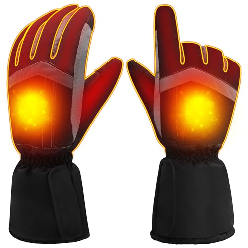 Rabbitroom Women Heated Gloves Rechargeable Winter Ski USB Gloves Waterproof Touchscreen Electric Insulated Hand Warmers Perfect for Freezer Work Cycling Walking Running Outdoor Activities(M Size)