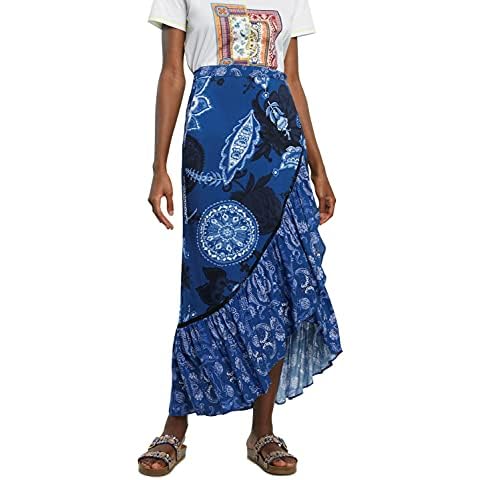 Desigual Women's Long Blue Paisley Skirt Cover