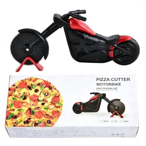 Cortador de pizza con forma de moto, con cuchillas superafiladas de acero inoxidable antiadherente, ideas divertidas para, color cortador de pizza