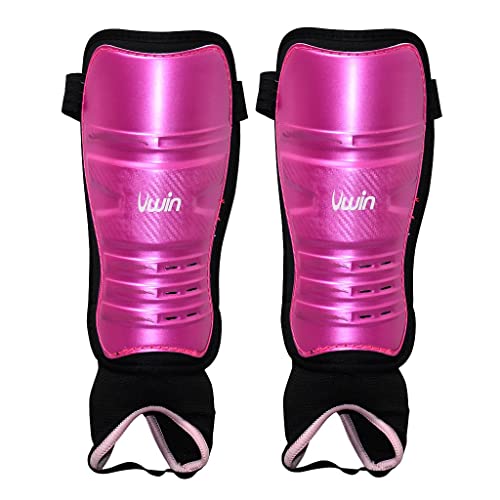 Image of Uwin Hockey Shinguards protection with the ankle discs and achilles padding (Pink, Small)