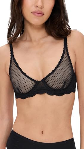 Soutien-gorge à armatures délicat et haut de gamme en tulle brodé noir