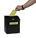 Suggestion Box with Lock for Wall Mount or Tabletop Use, Locking Hinged Lid, Metal Ballot Box with Pocket for Donation Forms or Envelopes (Not Included), Black