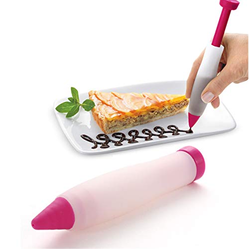 Busi 1 Piece Donut Decoration Silicone Writing Pen Cake Pastry Chocolate Baking Gadget, Cake Biscuit Pastry Cream Chocolate Frosting Decoration Syringe ice Cream Decoration Pen