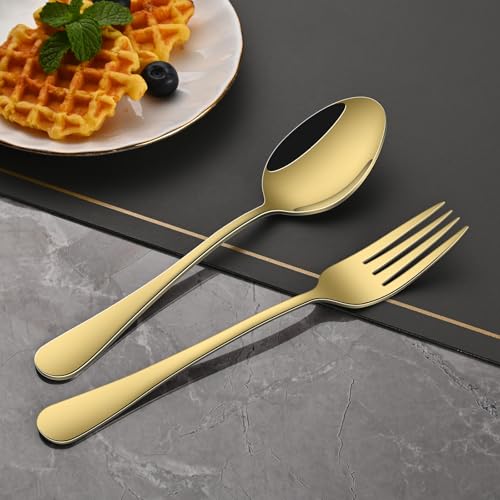 30-teilig Edelstahl Bestecksets 6 Personen, Besteck Gold Spülmaschinenfest – Ansicht 4