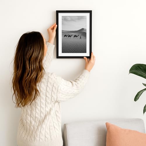 Image of 10x14 Photo Frame for wall (Set of 3) | A4 Photo Frame with Mat | Fits A4 Size Photo with Mat or 10x14 inch Without Mat | Black | Certificate & Gallery Wall Frames