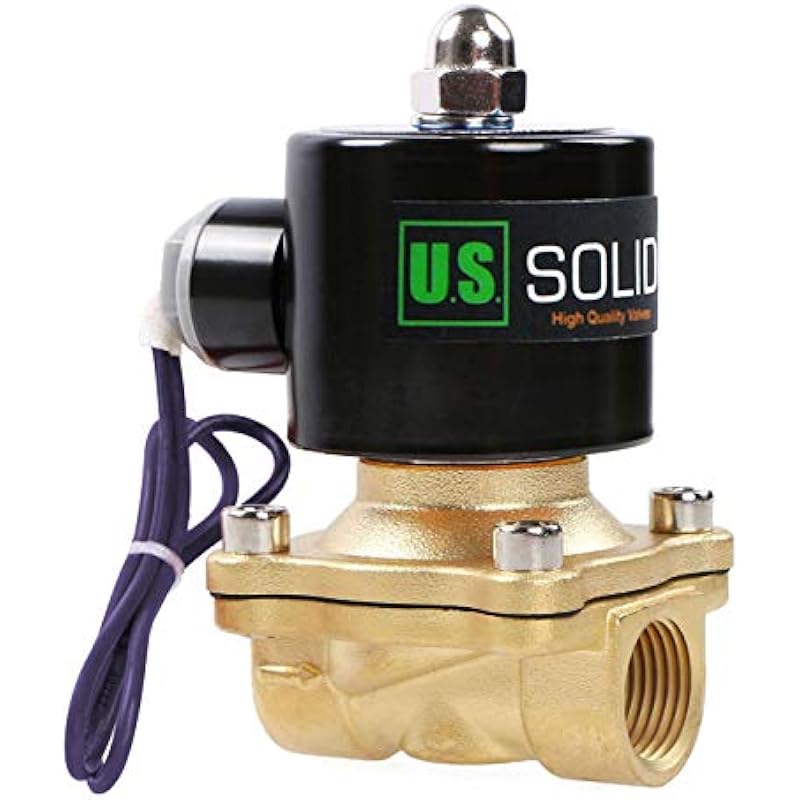 U.S. Solid 1/2 NPT Brass Electric Solenoid Valve 12V DC Normally Closed VITON 0.5 Inch