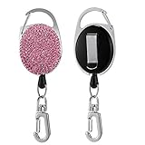 Artscope Schlüssel JoJo Ausziehbar Karabiner Strass Ausweis JoJo Schlüsselanhänger für Krankenschwester Student, ID Name Badge Holder mit Gürtelclip für Kartenhalter Ausweishüllen (2 Stk - Rosa)