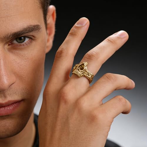 Image of 2023 Skull Ring Cool Evil Death Punk Rock Stainless Steel Rings Aly Style Jewelry