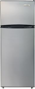 Frigidaire EFR749_AMZ EFR749-AMZ, 2 Door Apartment Size Refrigerator with Freezer, 7.5 cu ft, Retro, Silver, Black