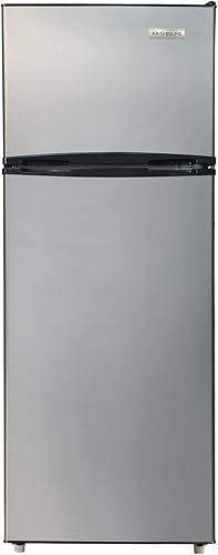 Refrigerador Frigidaire de 2 puertas tamaño apartamento con congelador, 7.5 pies cúbicos, retro, plateado, Platinum
