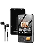 AGXOV 64GB Lettore MP3 Bluetooth, MP3 Lettore Musicale con Cuffie, Dittafono, Suono HiFi, Schermo a Colori da 2,4 Polliciideale per Sport, Nero