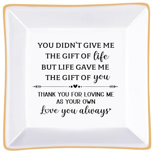 PUDDING CABIN Step Mom Gifts for Bonus Mom - Thank You for Loving Me As Your Own,Jewelry Dish Trinket Tray Birthday Christmas Valentines Mother's Day Gifts for Stepmom Mother in Law