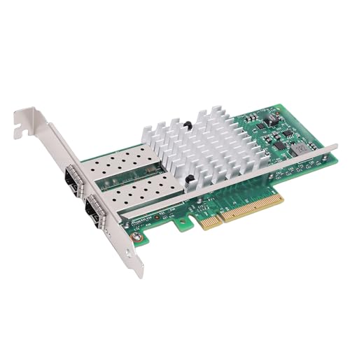 Bewinner Tarjeta de Red de Fibra Óptica 10GB PCIE X8, Puertos Dual SFP+, Chip 82599, Adaptador Ethernet PCI Express para Servidor, Alto Rendimiento, Baja Latencia miniatura 2